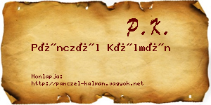 Pánczél Kálmán névjegykártya